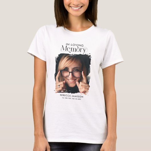 Herdenkingsfoto 'In Loving Memory' T-shirt (Voorkant)