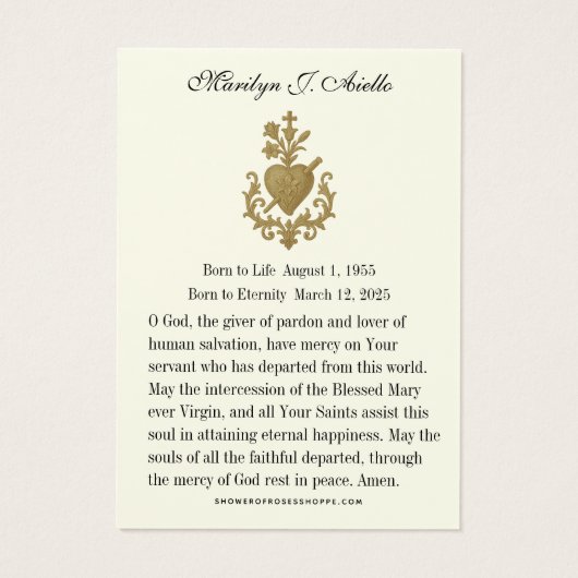 Herdenkingsfoto Jezus-gebed Foto Visitekaartje (Achterkant)