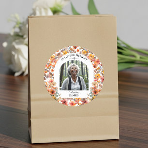 Herdenkingsfoto Kleurrijke Bloemen Bloemstuk Ronde Sticker