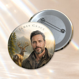 Herdenkingsfoto knop Hertenbos Funeral Pin Ronde Button 5,7 Cm