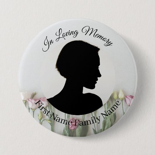 Herdenkingsfoto knop voor rozen ronde button 7,6 cm (Voorkant)
