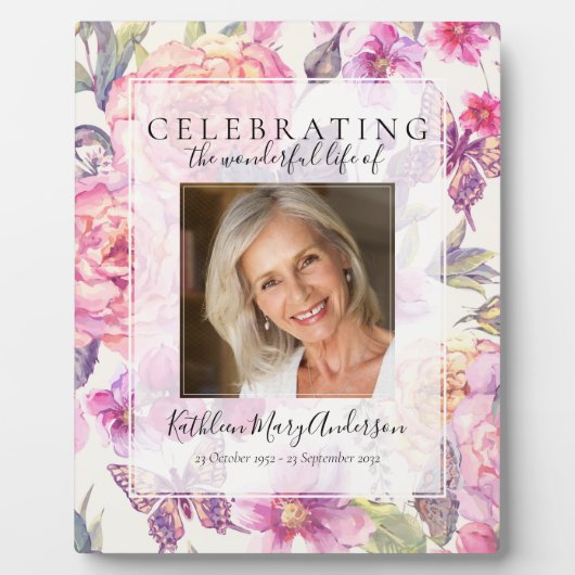 Herdenkingsfoto met bloemen fotoplaat (Voorkant)