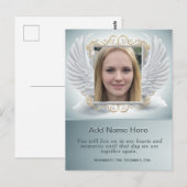 Herdenkingsfoto met engelenvleugels lijst briefkaart (Voorkant / Achterkant)