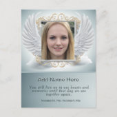 Herdenkingsfoto met engelenvleugels lijst briefkaart (Voorkant)