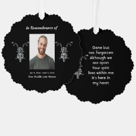 Herdenkingsfoto motorrijder ornament kaart