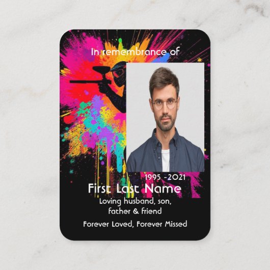 Herdenkingsfoto Paintball Game Enthousiast Visitekaartje (Achterkant)