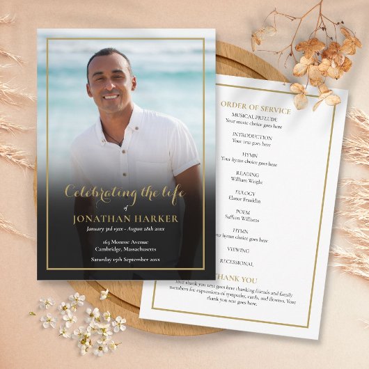 Herdenkingsfoto rouwdienst programma programmakaart