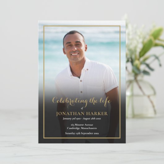 Herdenkingsfoto rouwdienst programma programmakaart (Staand voorkant)