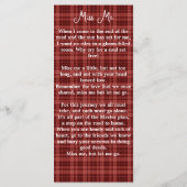 Herdenkingsfoto Schotse plaid rouwdienst gebedsleg (Achterkant)