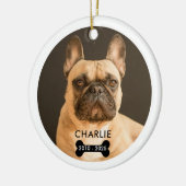 Herdenkingsfoto van huisdier met QR-code Kerstbal Keramisch Ornament (Links)