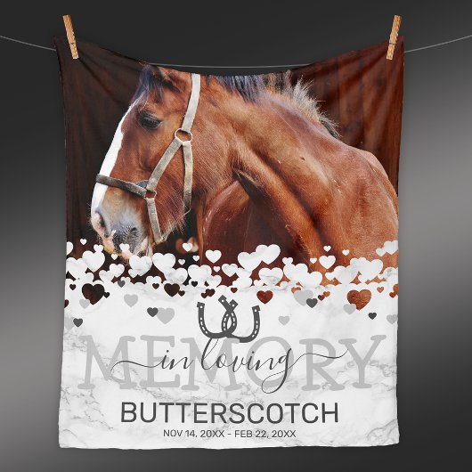 Herdenkingsfoto van huisdierpaard fleece deken