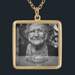 Herdenkingsfoto voor altijd in ons hart goud vergulden ketting<br><div class="desc">Bewerk gewoon met een foto van je keuze voor een blijvende herinnering aan een geliefde die nu in de hemel is. In de tekst staat "Forever in ons hart" en het is een prachtig cadeau voor iedereen die iemand speciaal voor hen heeft verloren.</div>