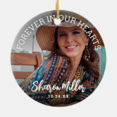 Herdenkingsfoto 'Voor altijd in ons hart' Keramisch Ornament (Achterkant)