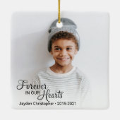 Herdenkingsfoto voor altijd in ons hart keramisch ornament (Achterkant)