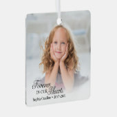 Herdenkingsfoto voor altijd in ons hart metalen ornament (Voorkant Rechts)