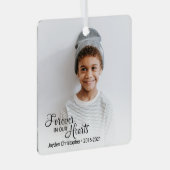 Herdenkingsfoto voor altijd in ons hart metalen ornament (Voorkant Rechts)