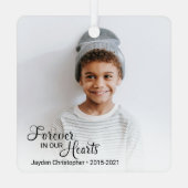 Herdenkingsfoto voor altijd in ons hart metalen ornament (Achterkant)