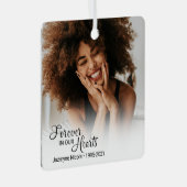 Herdenkingsfoto voor altijd in ons hart metalen ornament (Voorkant Rechts)