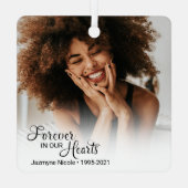 Herdenkingsfoto voor altijd in ons hart metalen ornament (Achterkant)