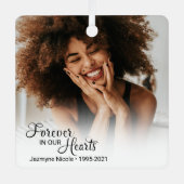 Herdenkingsfoto voor altijd in ons hart metalen ornament (Voorkant)