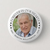 Herdenkingsfoto voor altijd in ons hart ronde button 5,7 cm (Voorkant)