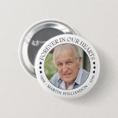 Herdenkingsfoto voor altijd in ons hart ronde button 5,7 cm (Voorkant /achterkant)