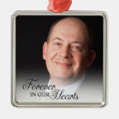 Herdenkingsfoto voor altijd in ons hart Vader Metalen Ornament (Voorkant)