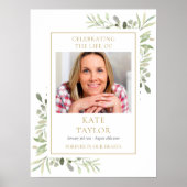 Herdenkingsfoto voor een rouwdienst met gebladerte poster (Voorkant)