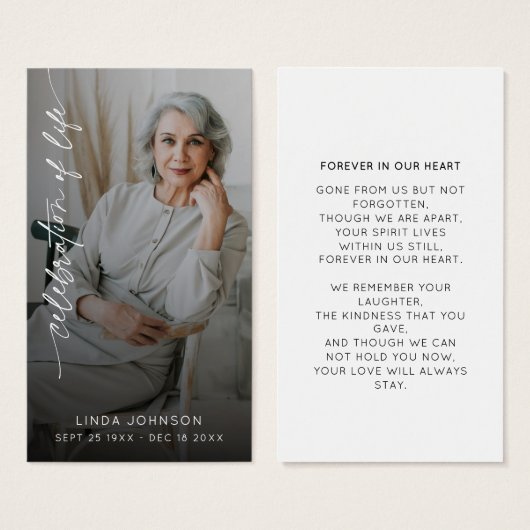 Herdenkingsfoto voor uitvaart visitekaartje (Voorkant /achterkant)