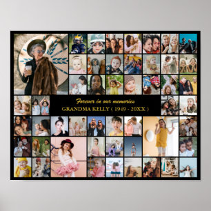 Herdenkingsfotocollage 50 foto's Ter liefdevolle h Poster