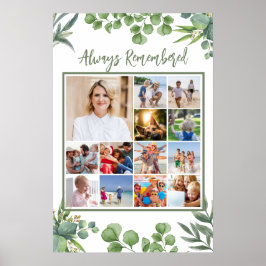 Herdenkingsfotocollage Eucalyptusbladeren Poster