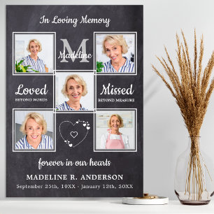 Herdenkingsfotocollage In Lieve Herinnering Begraf Poster