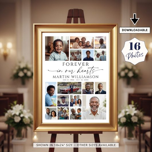 Herdenkingsfotocollage Voor altijd in onze harten Poster
