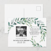 Herdenkingsfotokaart met gedicht Groene Bladeren Briefkaart (Voorkant / Achterkant)