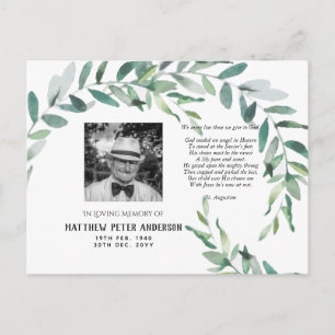 Herdenkingsfotokaart met gedicht Groene Bladeren Briefkaart