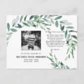 Herdenkingsfotokaart met gedicht Groene Bladeren Briefkaart (Voorkant)