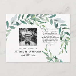 Herdenkingsfotokaart met gedicht Groene Bladeren Briefkaart