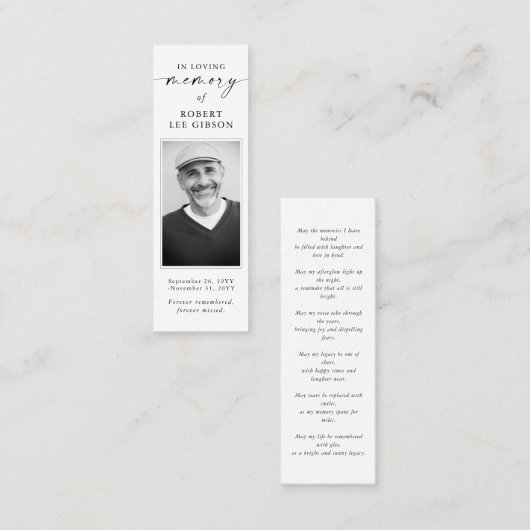 Herdenkingsgebed Sympathie Roukaartje Funeraire bo Mini Visitekaartje (Voorkant / Achterkant)