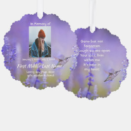 Herdenkingsgebedskaart Kolibrie Lavendelbloemen Ornament Kaart