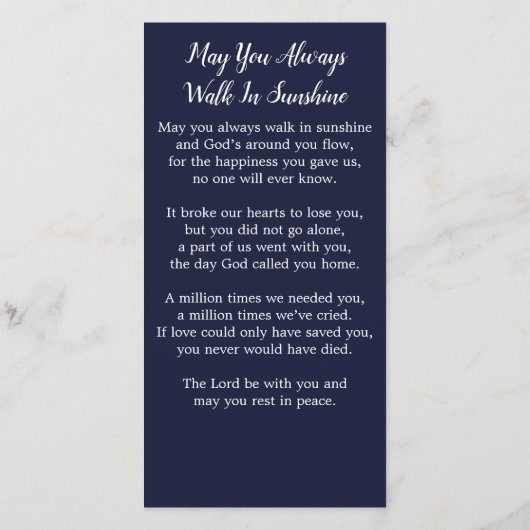 Herdenkingsgebedskaart Veteraan Begrafenis Amerika (Achterkant)