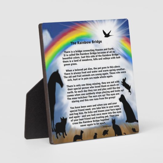 Herdenkingsgedicht bij de regenboogbrug fotoplaat (Voorkant)