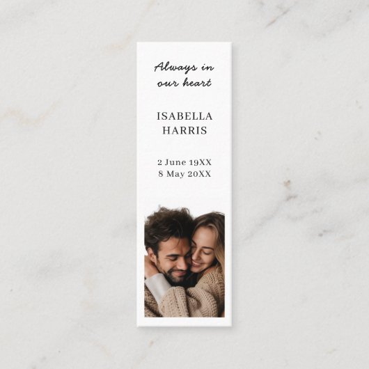 Herdenkingsgedicht Funeral Favor Ontwerp Mini Visitekaartje (Voorkant)