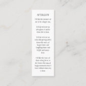 Herdenkingsgedicht Gebedsfoto Boekleggerkaart Mini Visitekaartje (Achterkant)