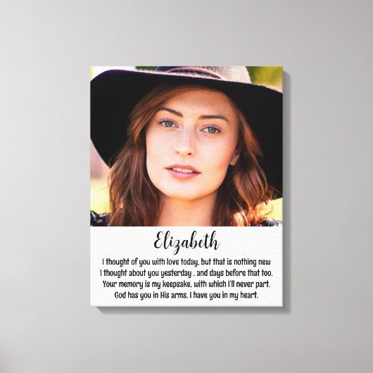 Herdenkingsgedicht Keepsake Memorial Foto Canvas Afdruk (Voorkant)
