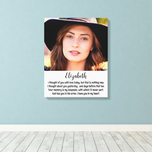 Herdenkingsgedicht Keepsake Memorial Foto Canvas Afdruk (Insitu (Houten vloer))