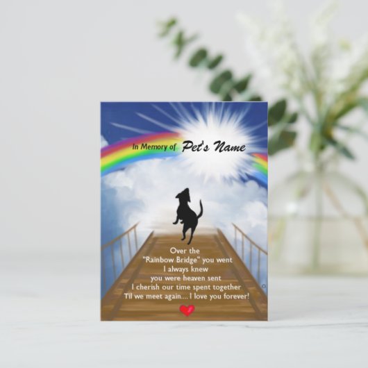 Herdenkingsgedicht van de regenboogbrug voor honde briefkaart (Staand voorkant)