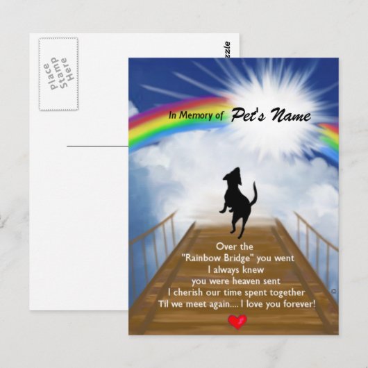 Herdenkingsgedicht van de regenboogbrug voor honde briefkaart (Voorkant / Achterkant)
