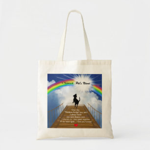 Herdenkingsgedicht van de regenboogbrug voor honde tote bag