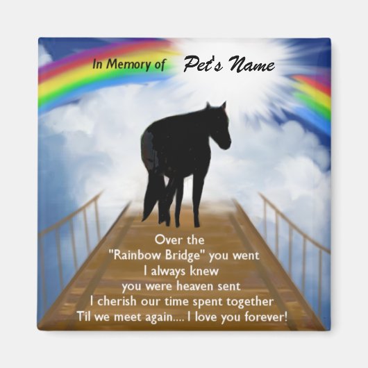 Herdenkingsgedicht van de regenboogbrug voor paard magneet (Voorkant)