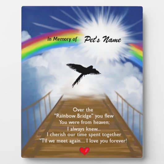 Herdenkingsgedicht van de regenboogbrug voor vogel fotoplaat (Voorkant)